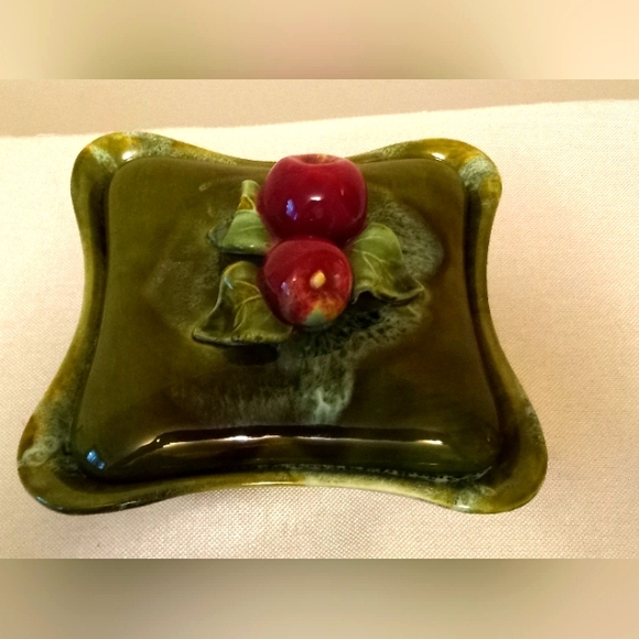 Vintage Wade Of California Green Drip Glazed Square Lidded Dish - Picture 3 of 7